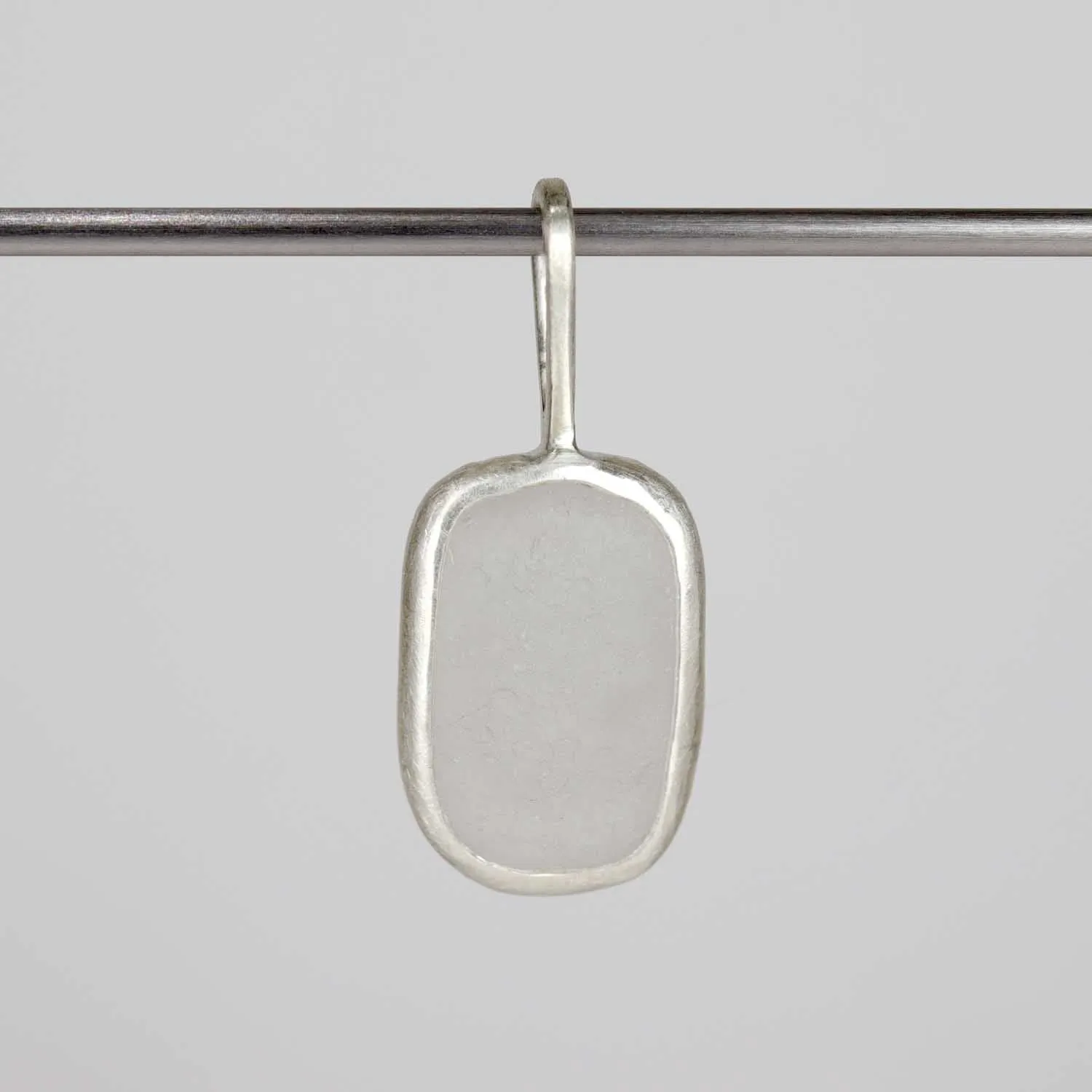 . Bezel-set Beach Glass Charm in Silver