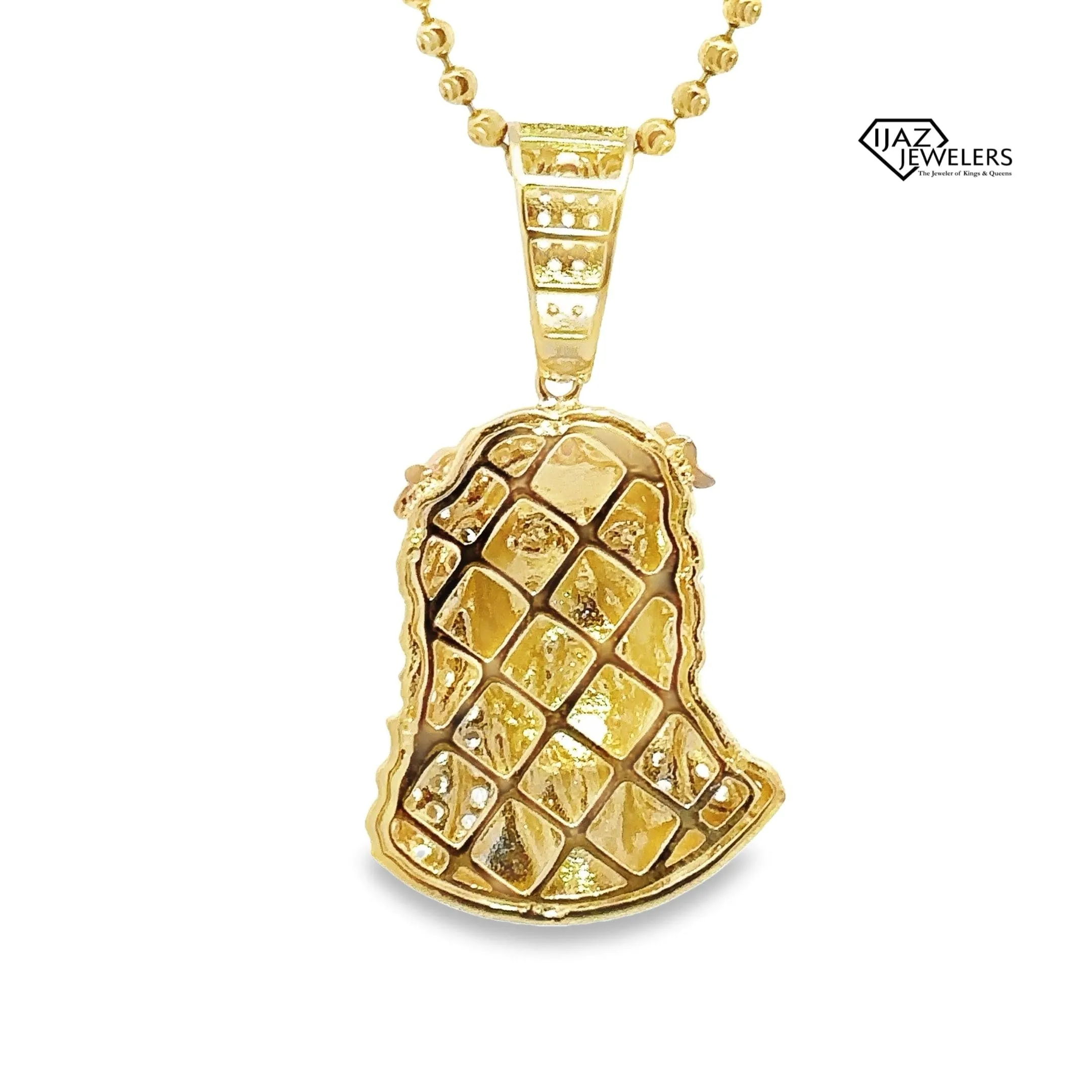 10K Gold Three Tone CZ Medium Jesus Charm