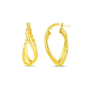 10K Yellow Gold Twist Double Hoop Earrings