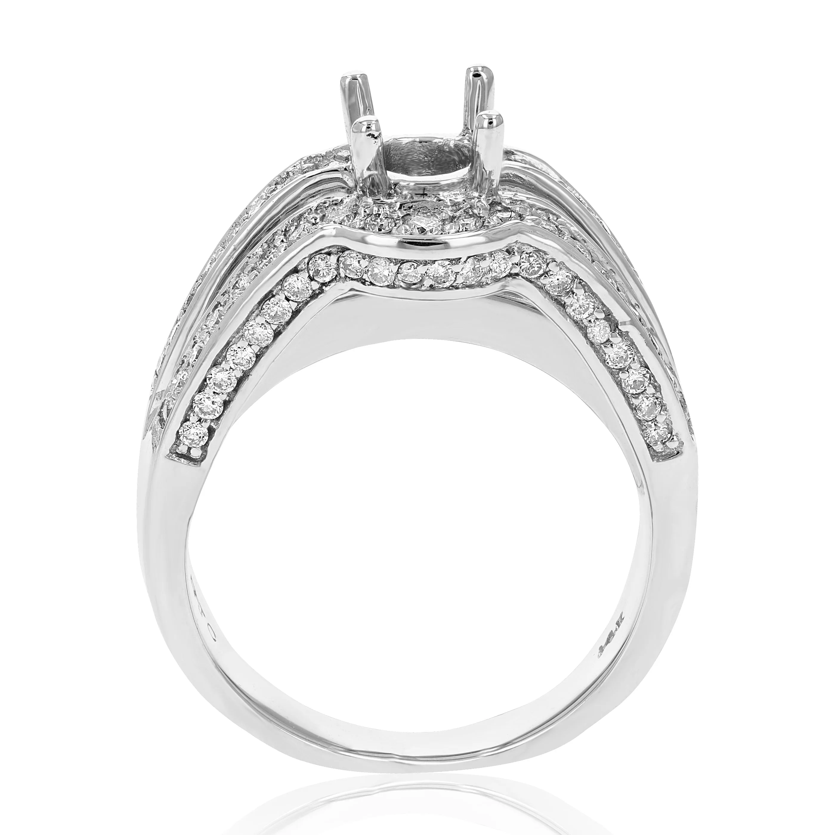 1.10 cttw Diamond Semi Mount Engagement Ring in 14K White Gold