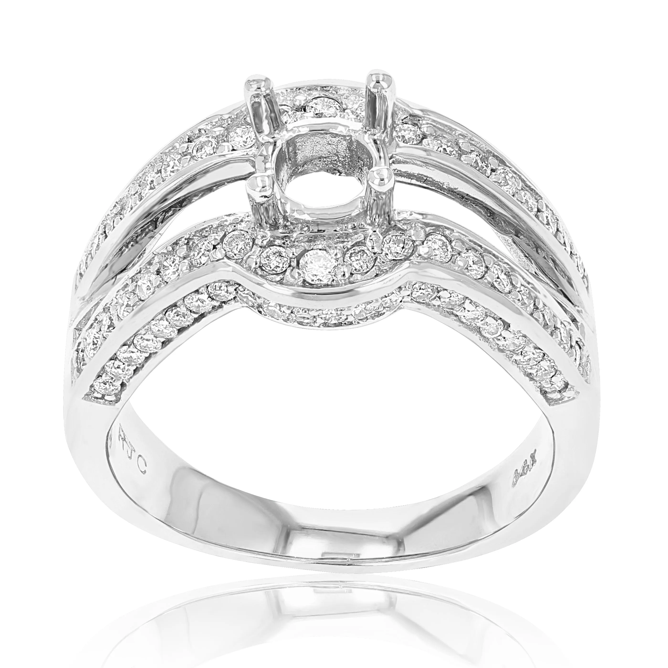 1.10 cttw Diamond Semi Mount Engagement Ring in 14K White Gold