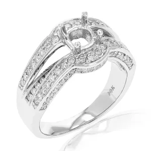 1.10 cttw Diamond Semi Mount Engagement Ring in 14K White Gold