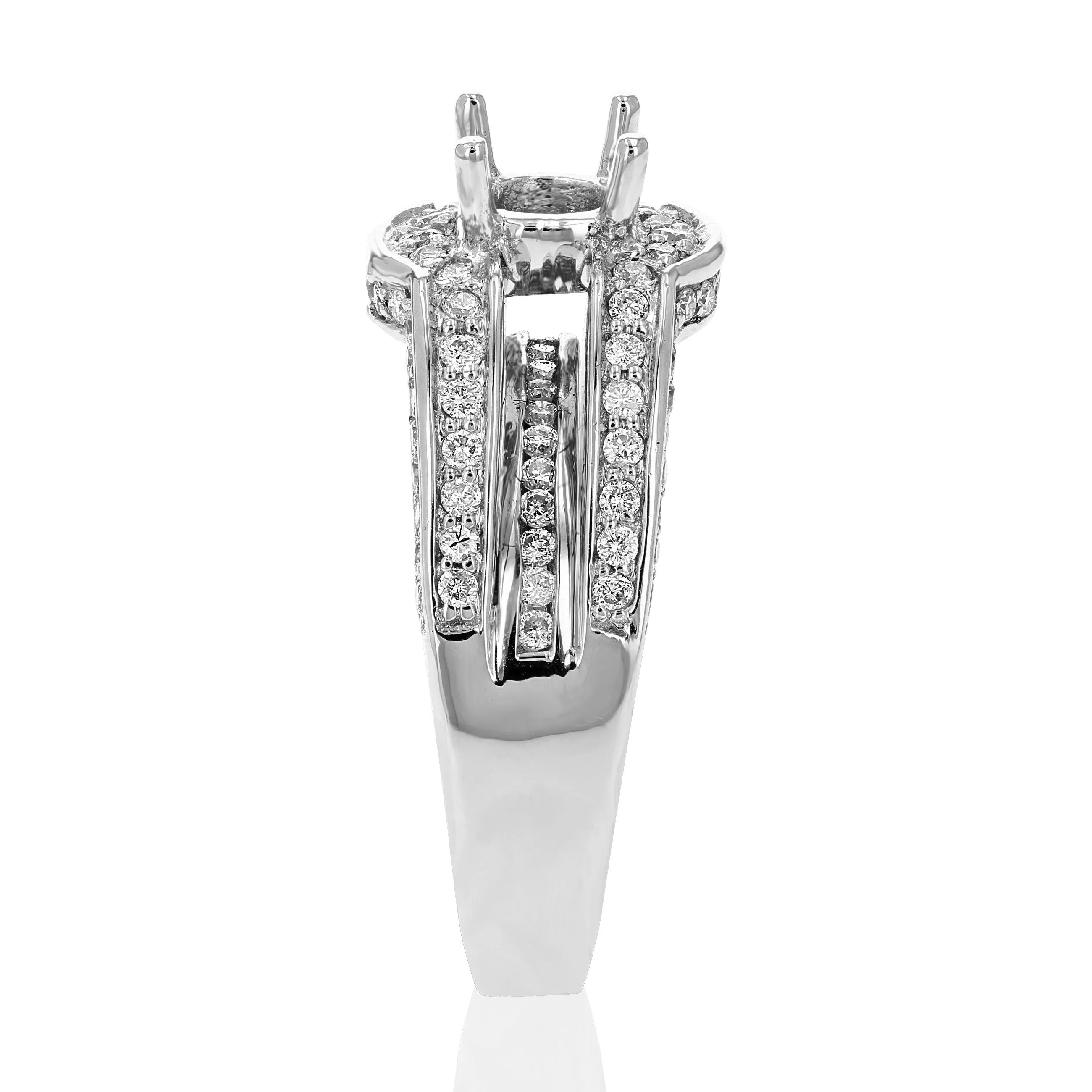 1.10 cttw Diamond Semi Mount Engagement Ring in 14K White Gold