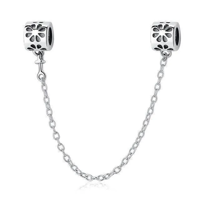 14 Styles, Authentic 925 Sterling Silver Safety Chain Beads Fit Pan Bracelets