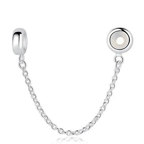 14 Styles, Authentic 925 Sterling Silver Safety Chain Beads Fit Pan Bracelets