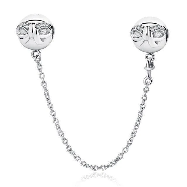 14 Styles, Authentic 925 Sterling Silver Safety Chain Beads Fit Pan Bracelets