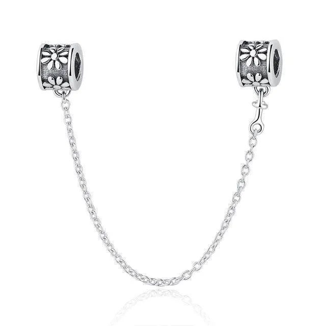 14 Styles, Authentic 925 Sterling Silver Safety Chain Beads Fit Pan Bracelets