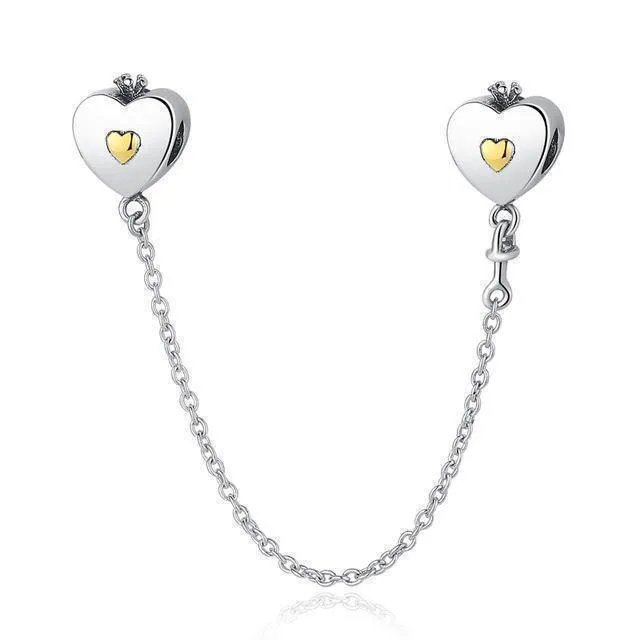 14 Styles, Authentic 925 Sterling Silver Safety Chain Beads Fit Pan Bracelets