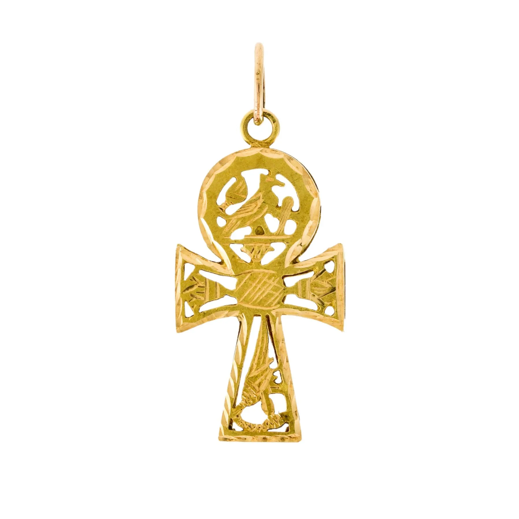 14K Gold Ankh Cross Pendant