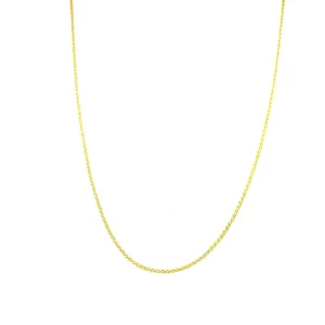 14K Yellow Gold 0.84mm Adjustable Wheat Chain Necklace
