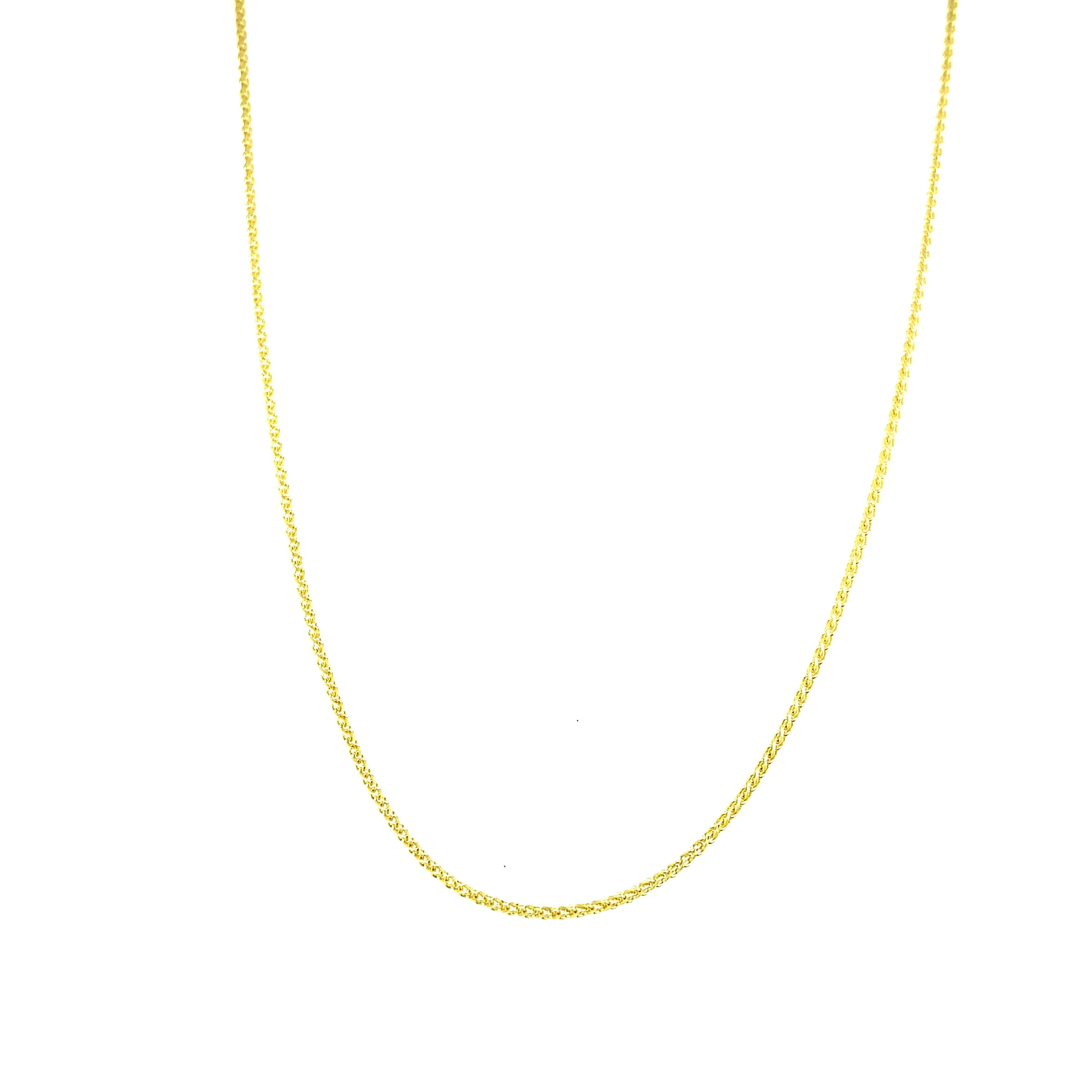 14K Yellow Gold 0.84mm Adjustable Wheat Chain Necklace