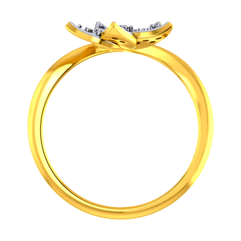 18k Diamond Ring With A Diamond Studded Five-petal Floral Design And A Mini Heart Pendant