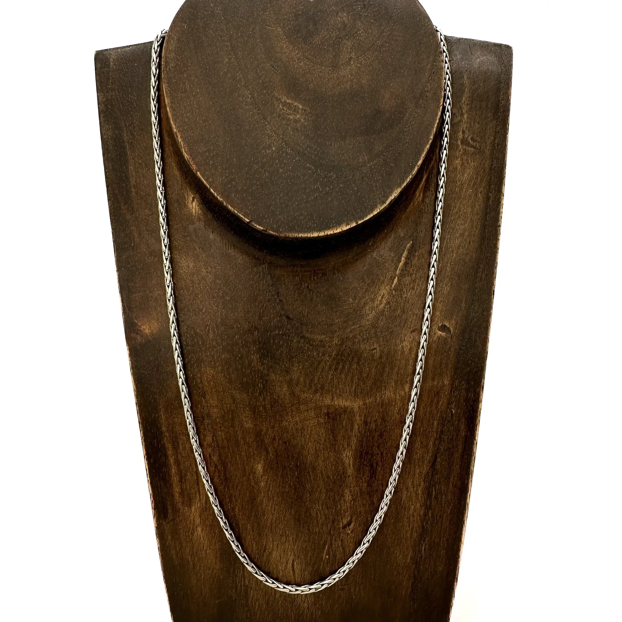 2mm Braided Bali Silver Finished Chain Necklace (3 Length Options) - 1 pc. (J249)