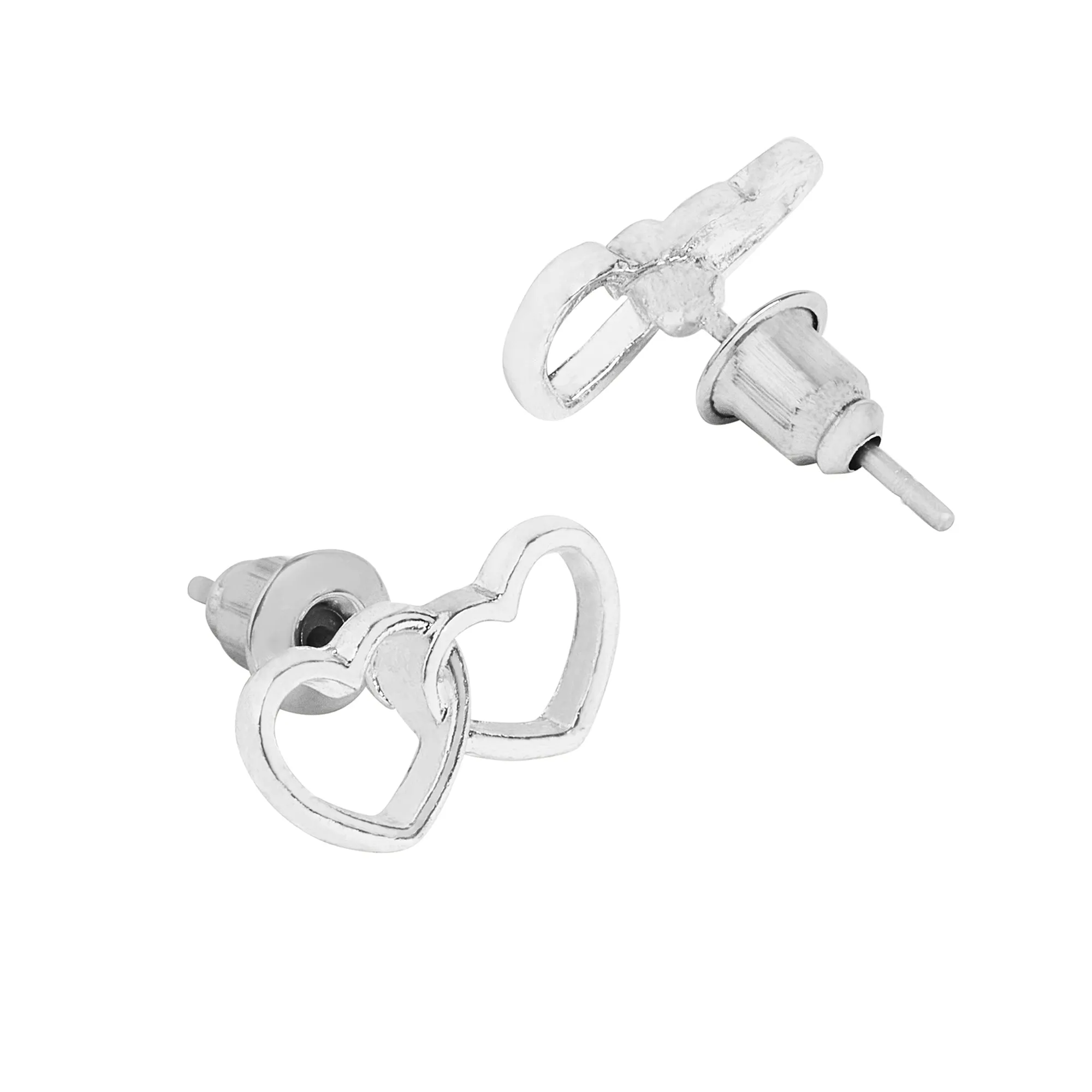 Accessorize London Women's Silver Linked Heart Stud Earrings Pack of Three