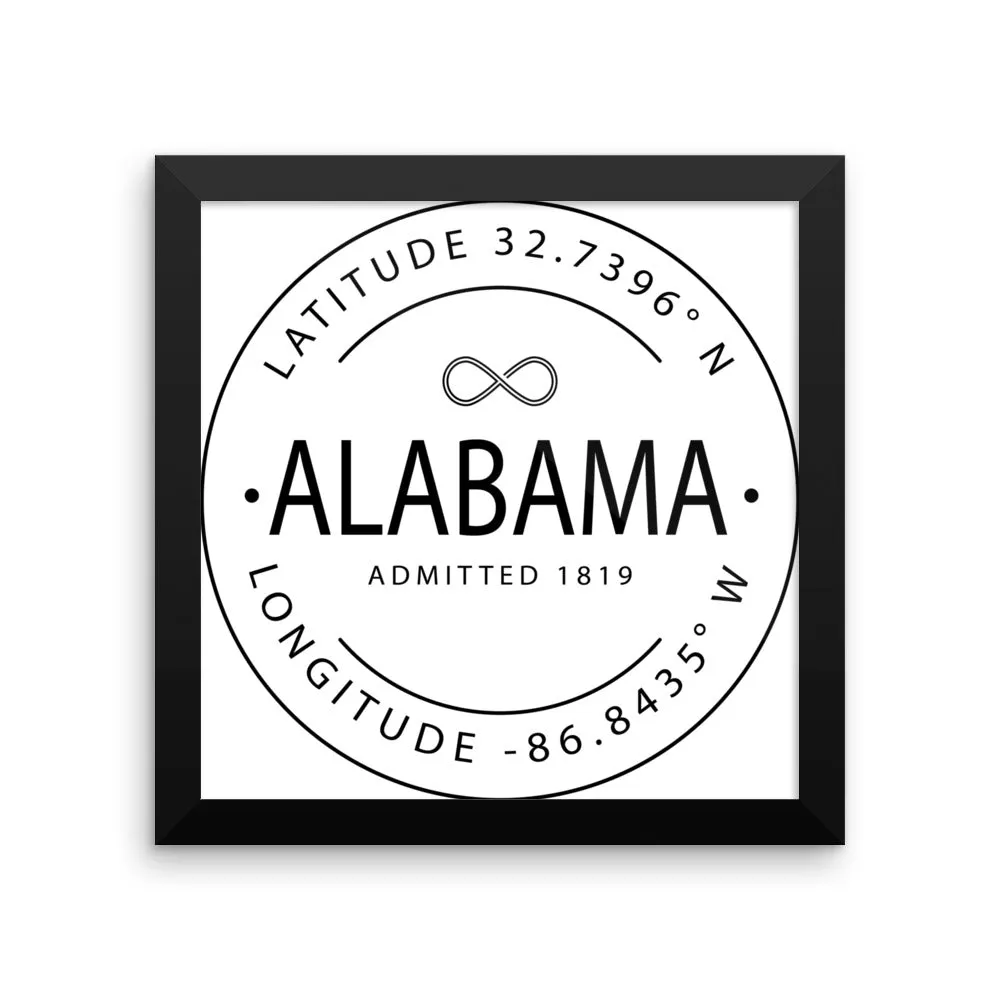 Alabama - Framed Print - Latitude & Longitude