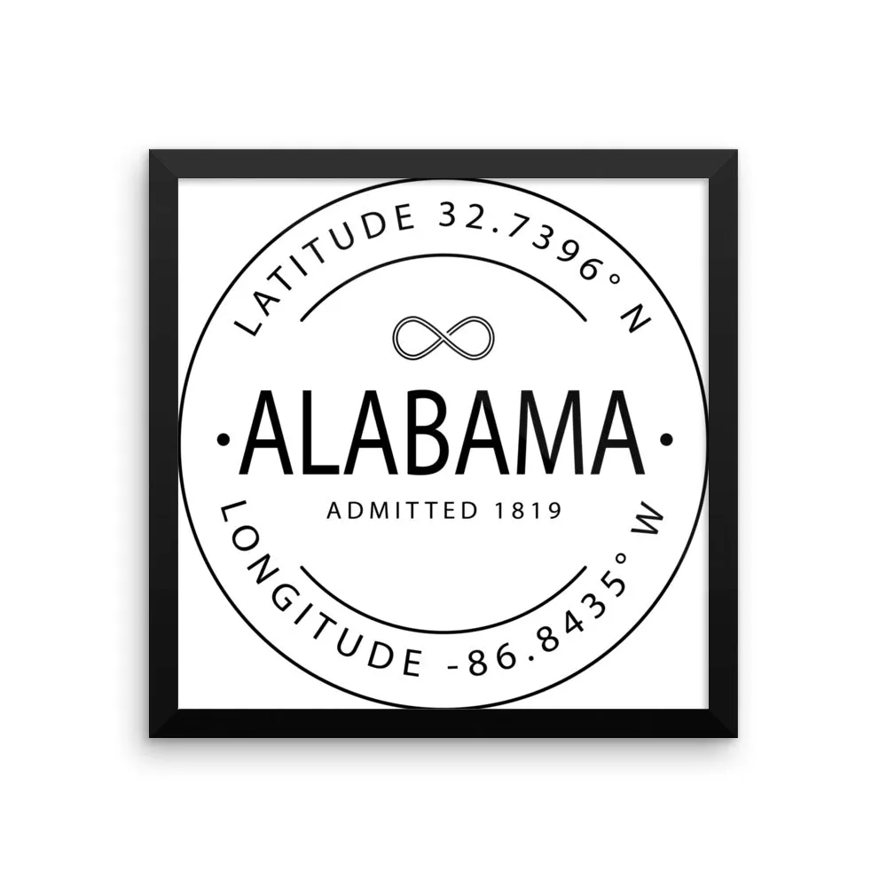 Alabama - Framed Print - Latitude & Longitude