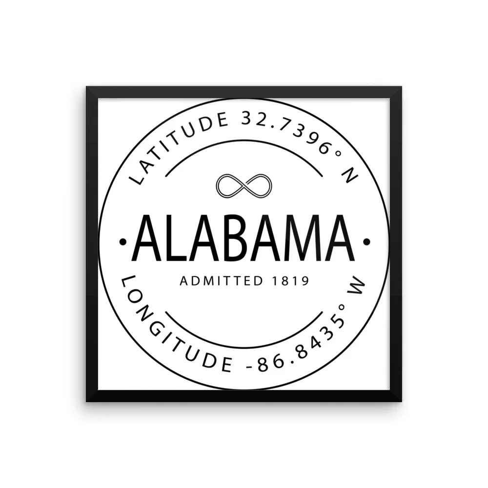 Alabama - Framed Print - Latitude & Longitude