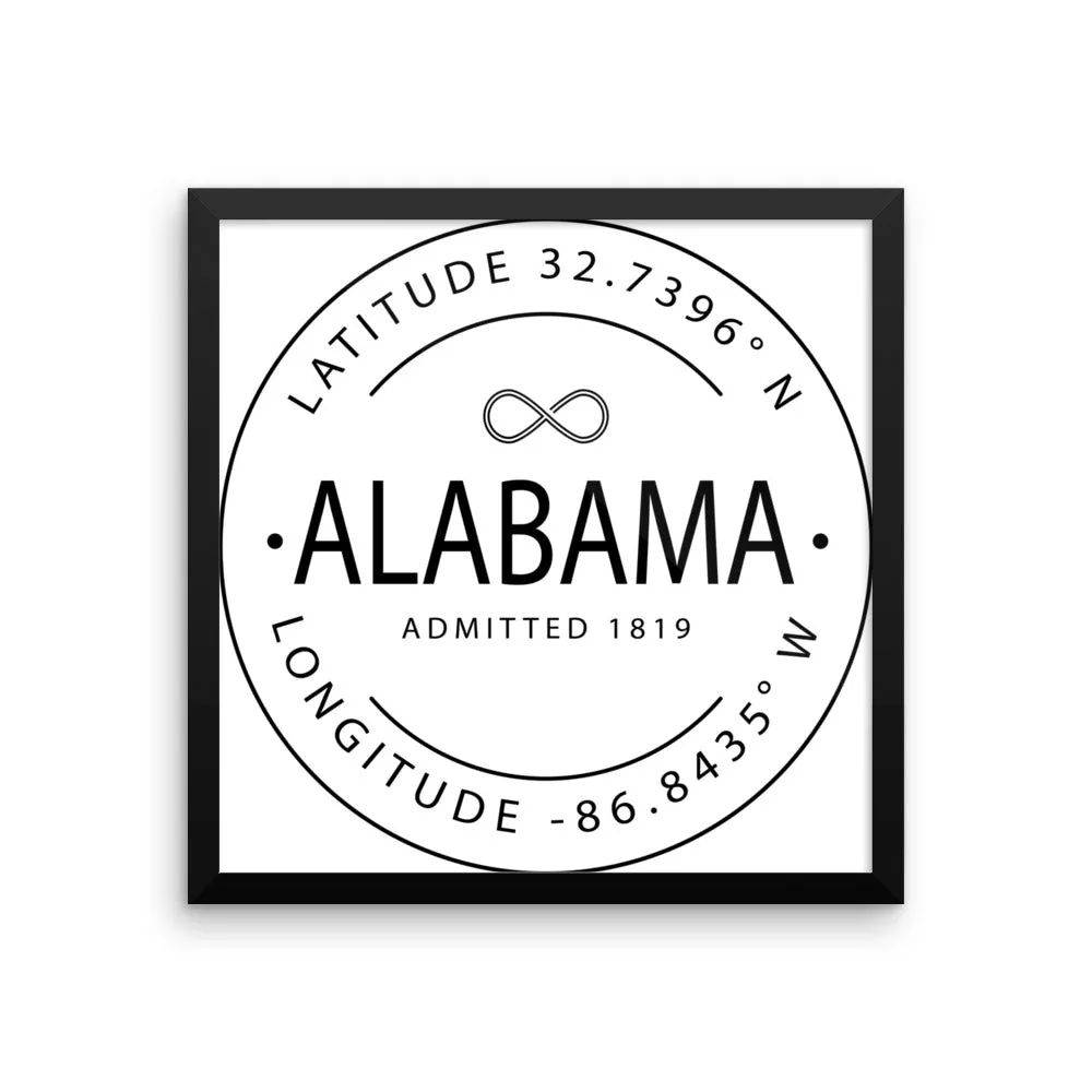 Alabama - Framed Print - Latitude & Longitude