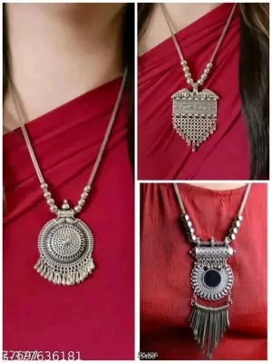 Allure Chunky Women Necklaces &amp; Chains - Oxidised Silver Plated, Adjustable Fit
