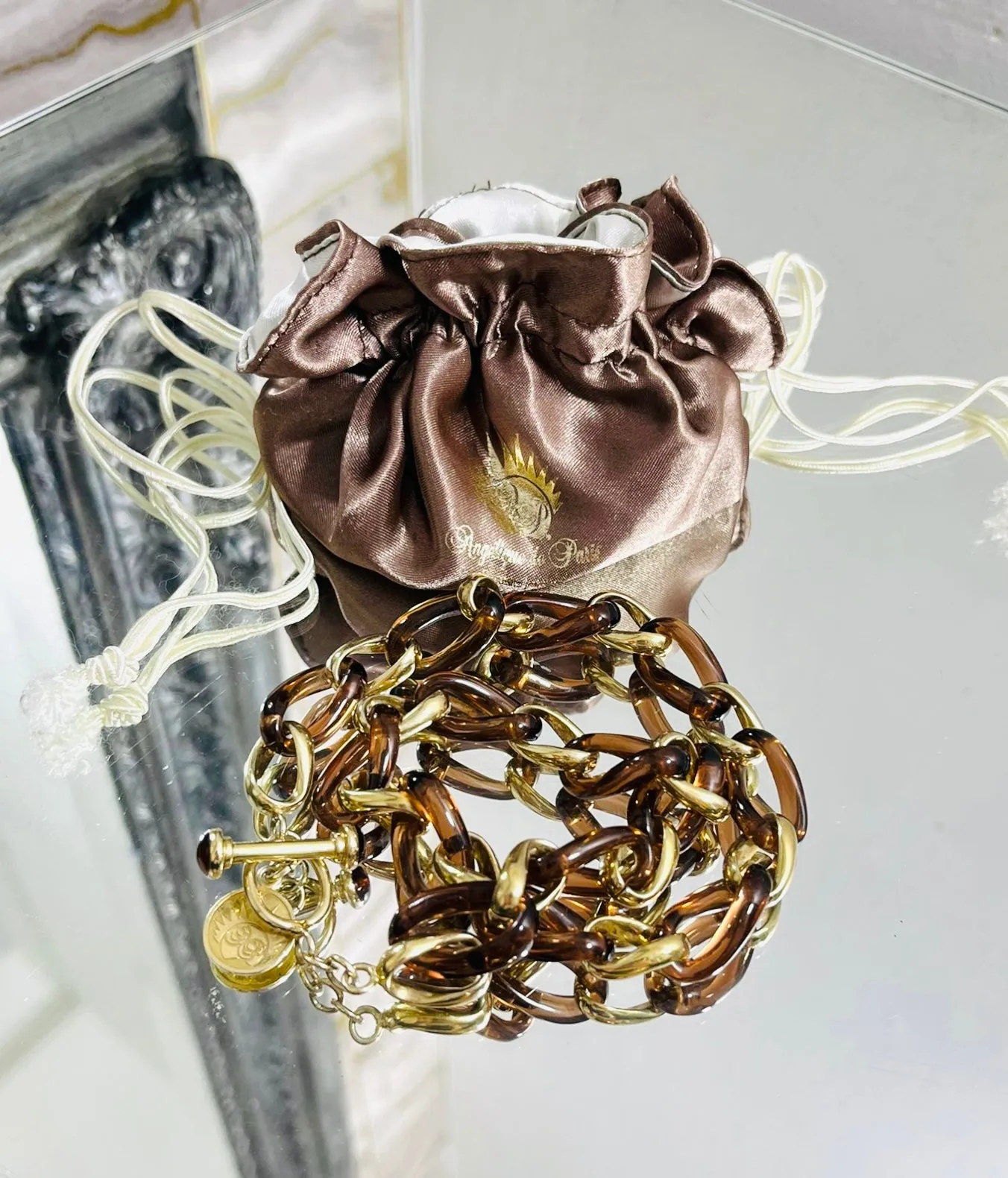Angelique De Paris Resin & 18K Gold Plated Sterling Silver Link Necklace