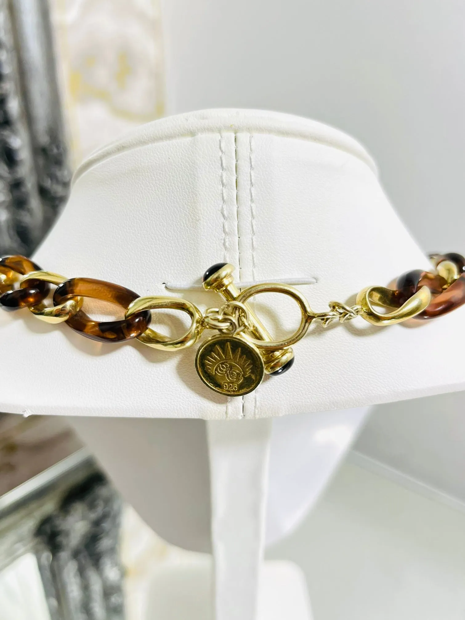 Angelique De Paris Resin & 18K Gold Plated Sterling Silver Link Necklace