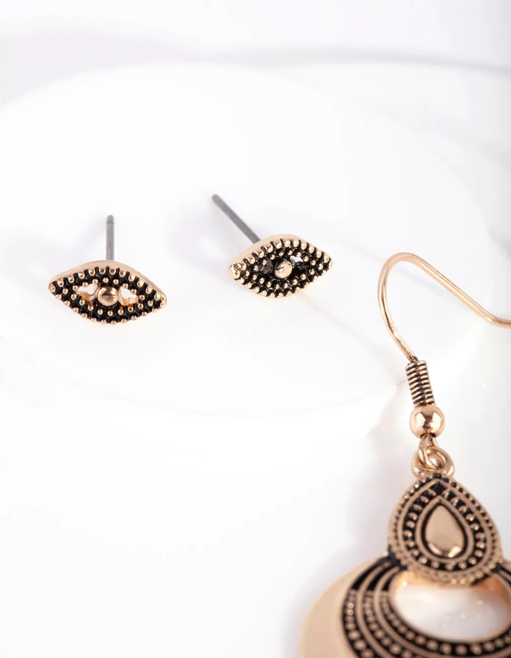 Antique Gold Detailed Earrings Set