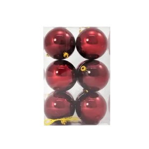 Bauble Shiny Burgundy 70mm - 12 Pack