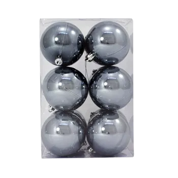 Bauble Shiny Gun Metal 70mm - 12 Pack