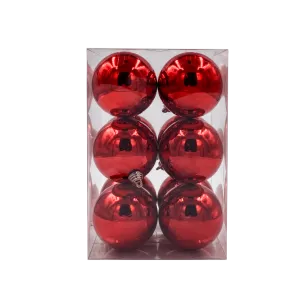 Bauble Shiny Red 70mm - 12 Pack