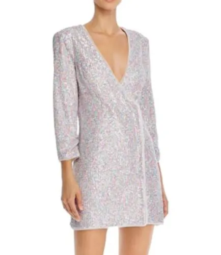 BCBGMAXAZRIA Multicolored Sequin Wrap Dress