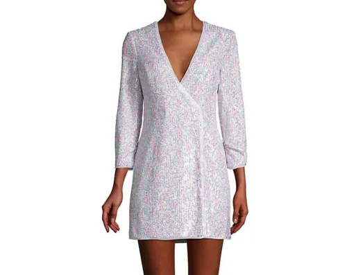 BCBGMAXAZRIA Multicolored Sequin Wrap Dress