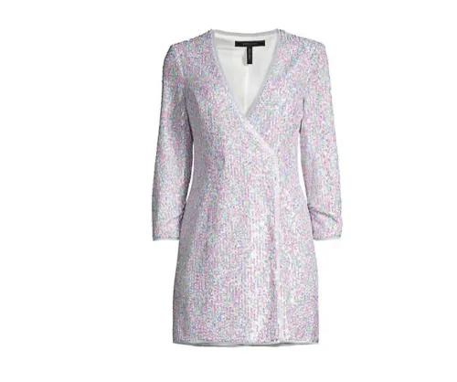BCBGMAXAZRIA Multicolored Sequin Wrap Dress