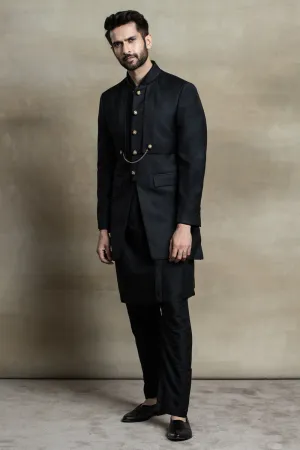 Black Layered Pattern Indo Western