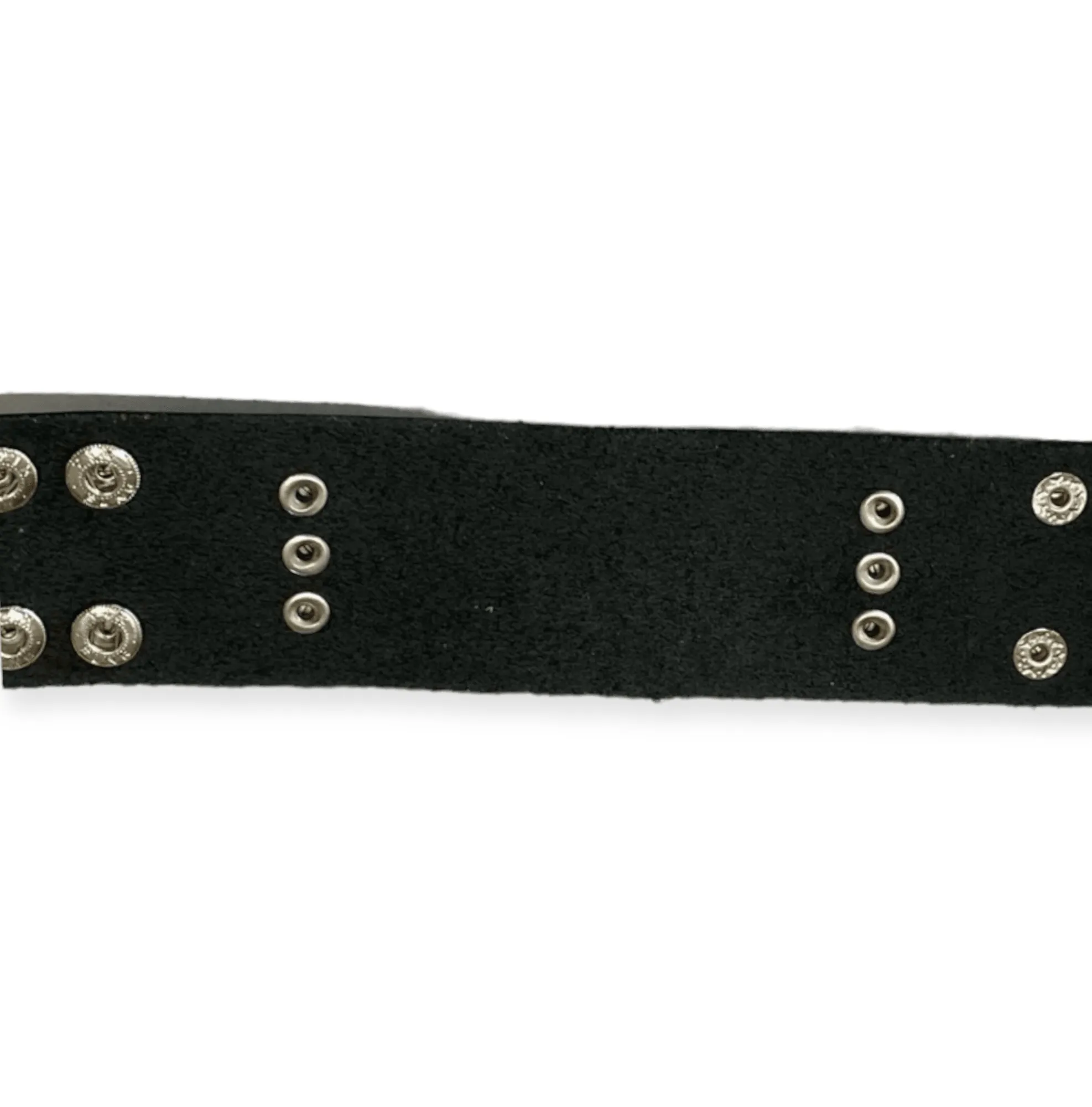Black Leather Silver Straps Cuff Bracelet