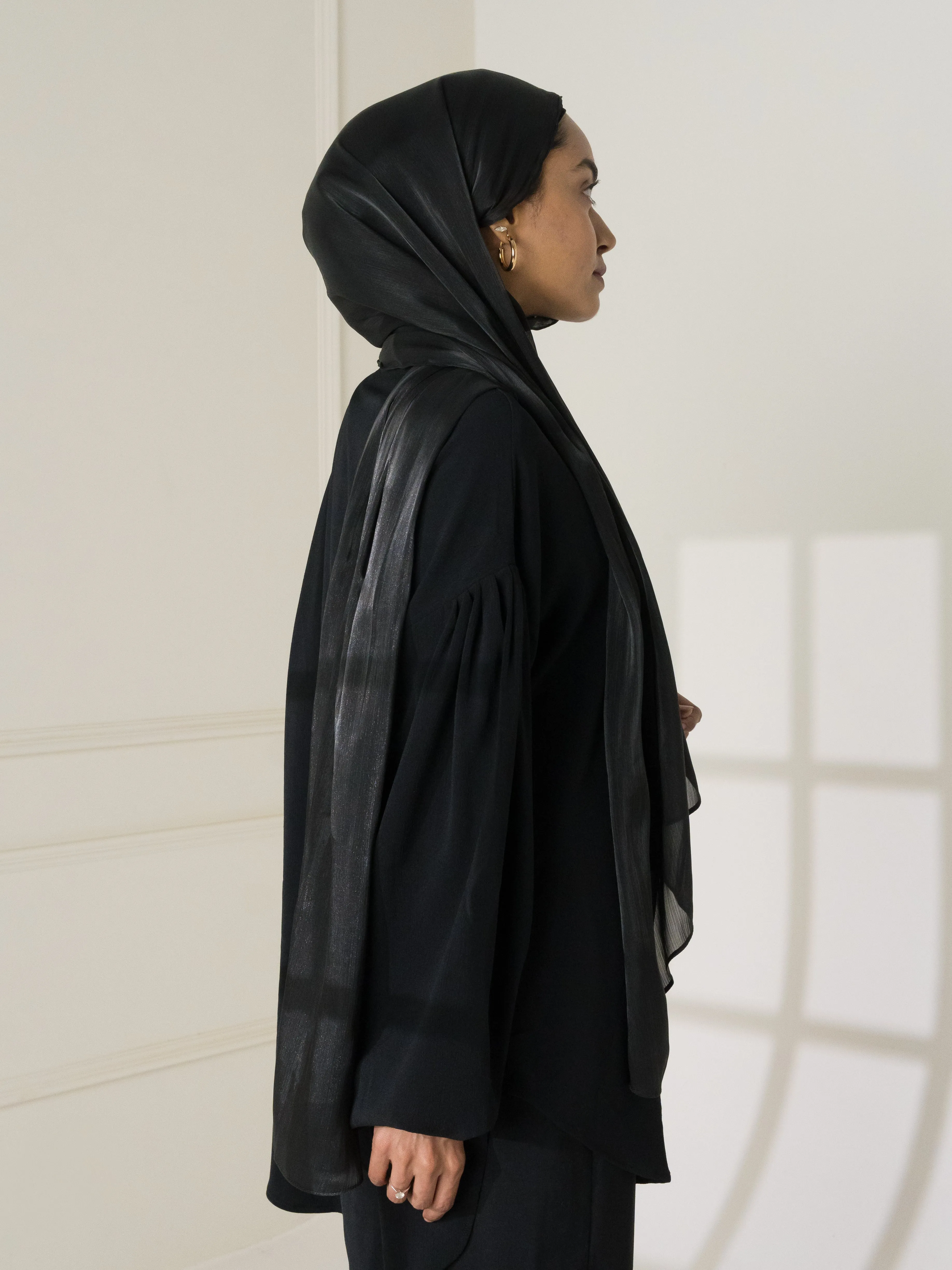 Black Silk Organza Hijab