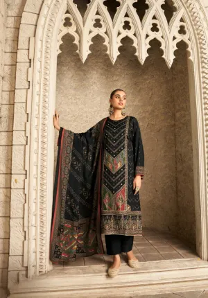 Black Viscose Muslin Salwar Suit with Digital Prints