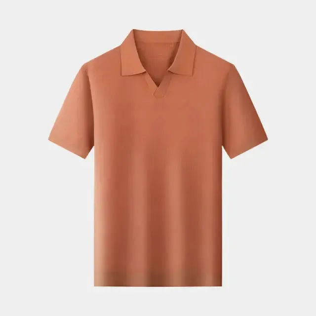 Casual Buttonless Knit Polo Shirt - Cross & Crown