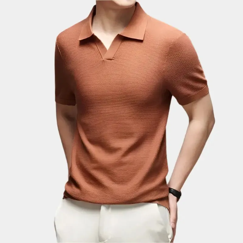 Casual Buttonless Knit Polo Shirt - Cross & Crown