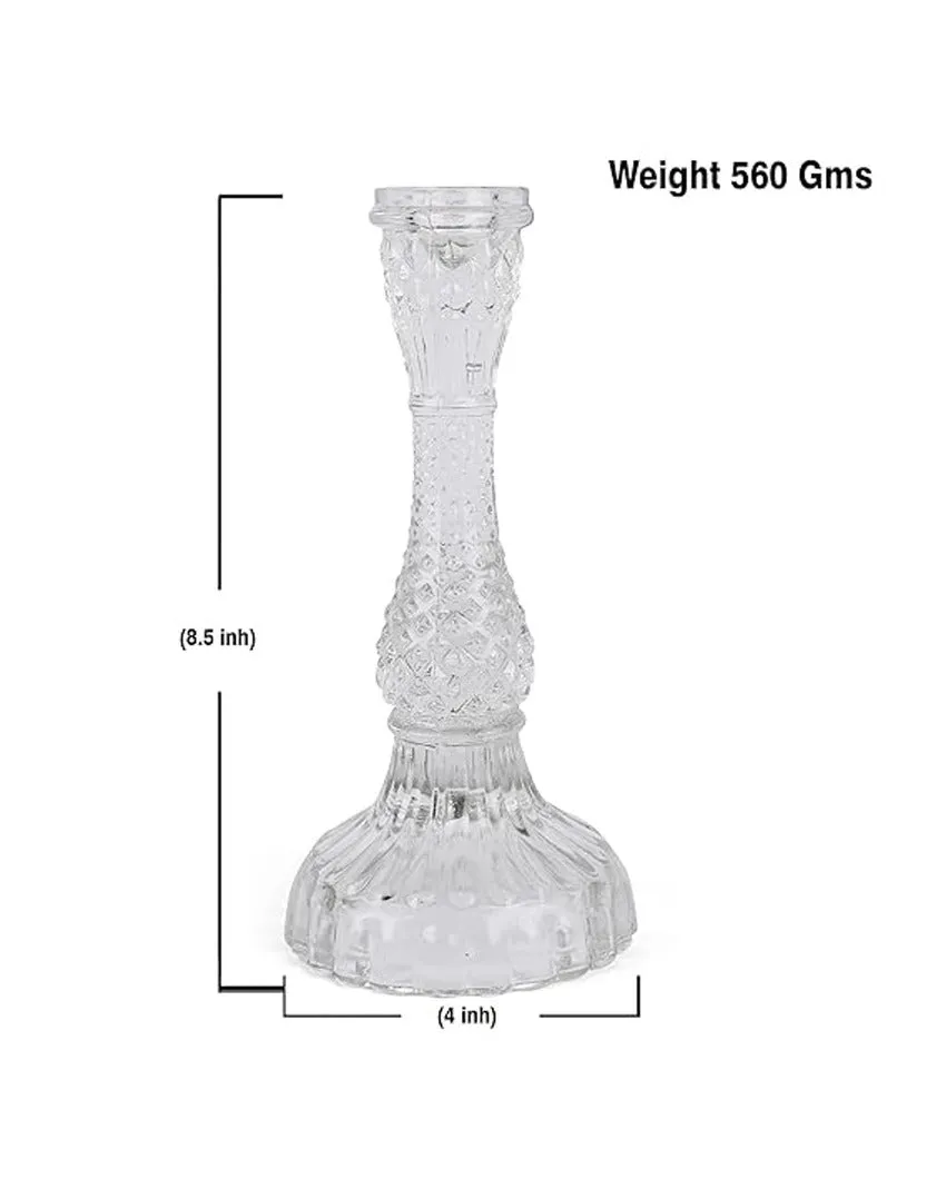 Clear Timeless Beauty Antique Glass Candle Holder | 3 x 2 x 2 inches
