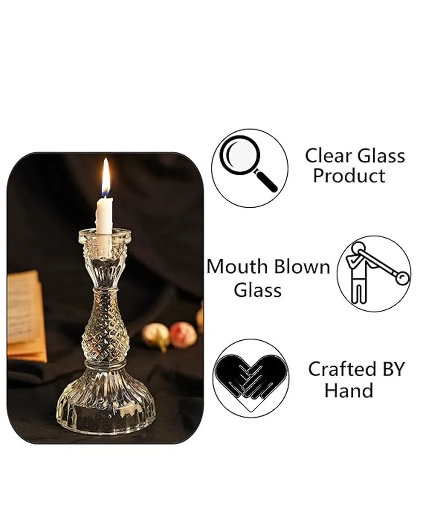 Clear Timeless Beauty Antique Glass Candle Holder | 3 x 2 x 2 inches