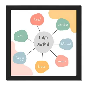 Colorful Playful Hand-drawn I Am Positive Affirmations Framed Poster For Kids Room Decor | Birthday Gift