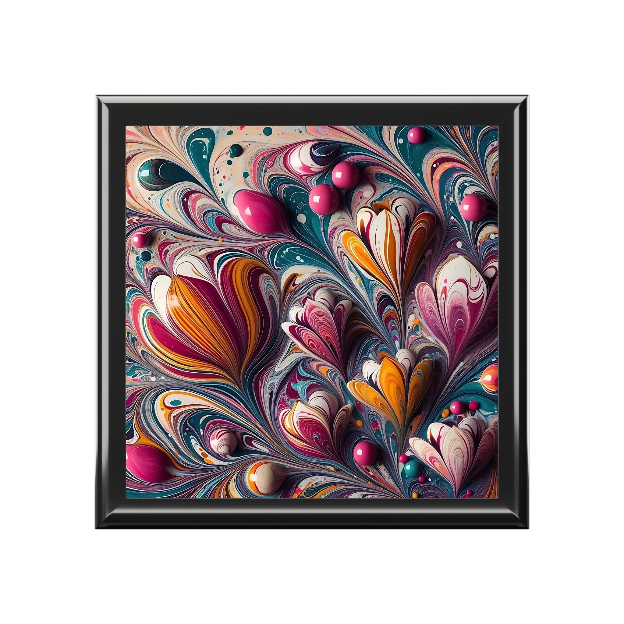 Colorful traditional marbling art design Jewelry Box