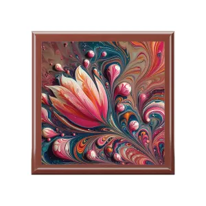 Colorful tulip patterned marbling design Jewelry Box