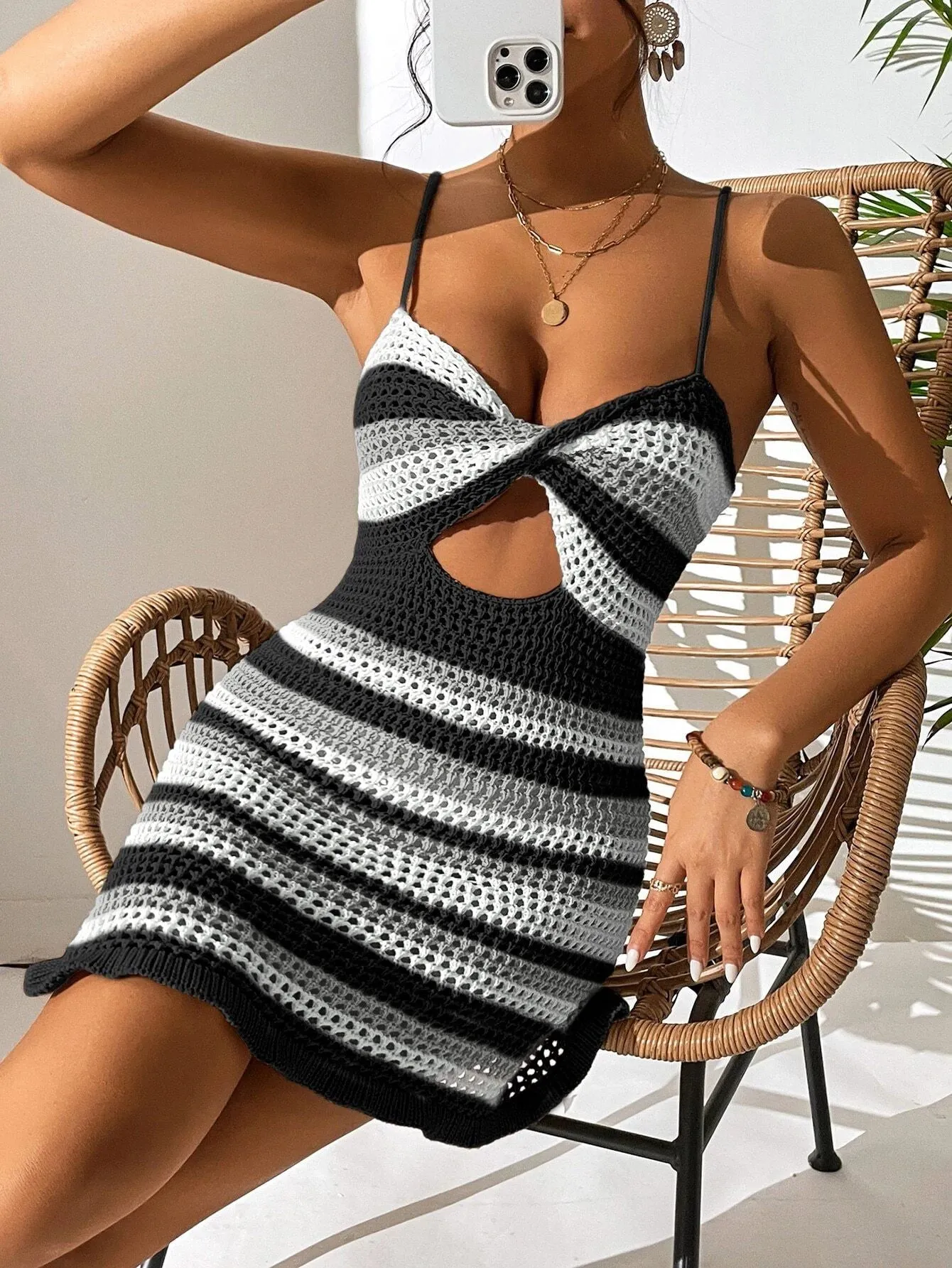 Crochet Cut Out Beach Dress