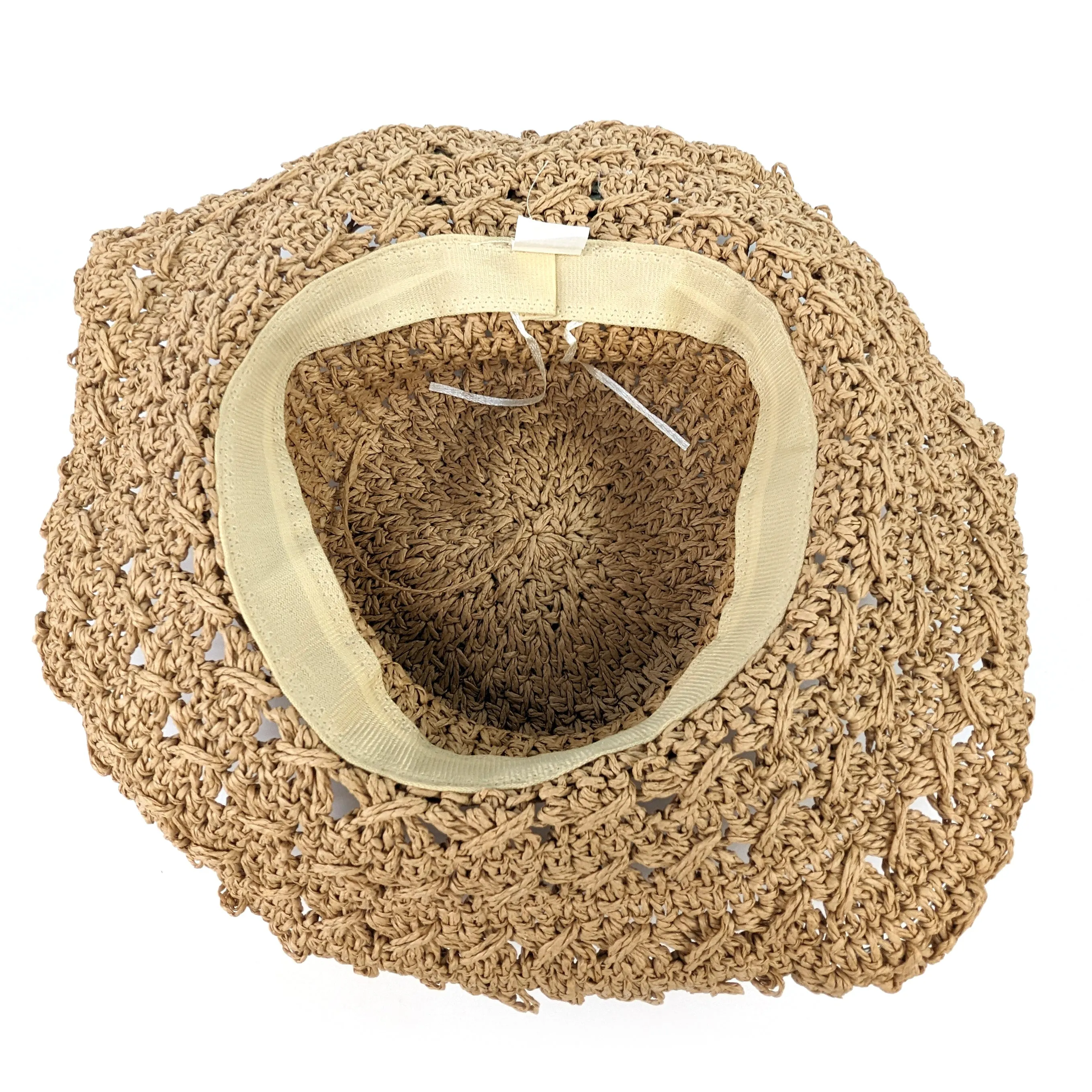 Crochet Style Foldable Hat - Natural Flower