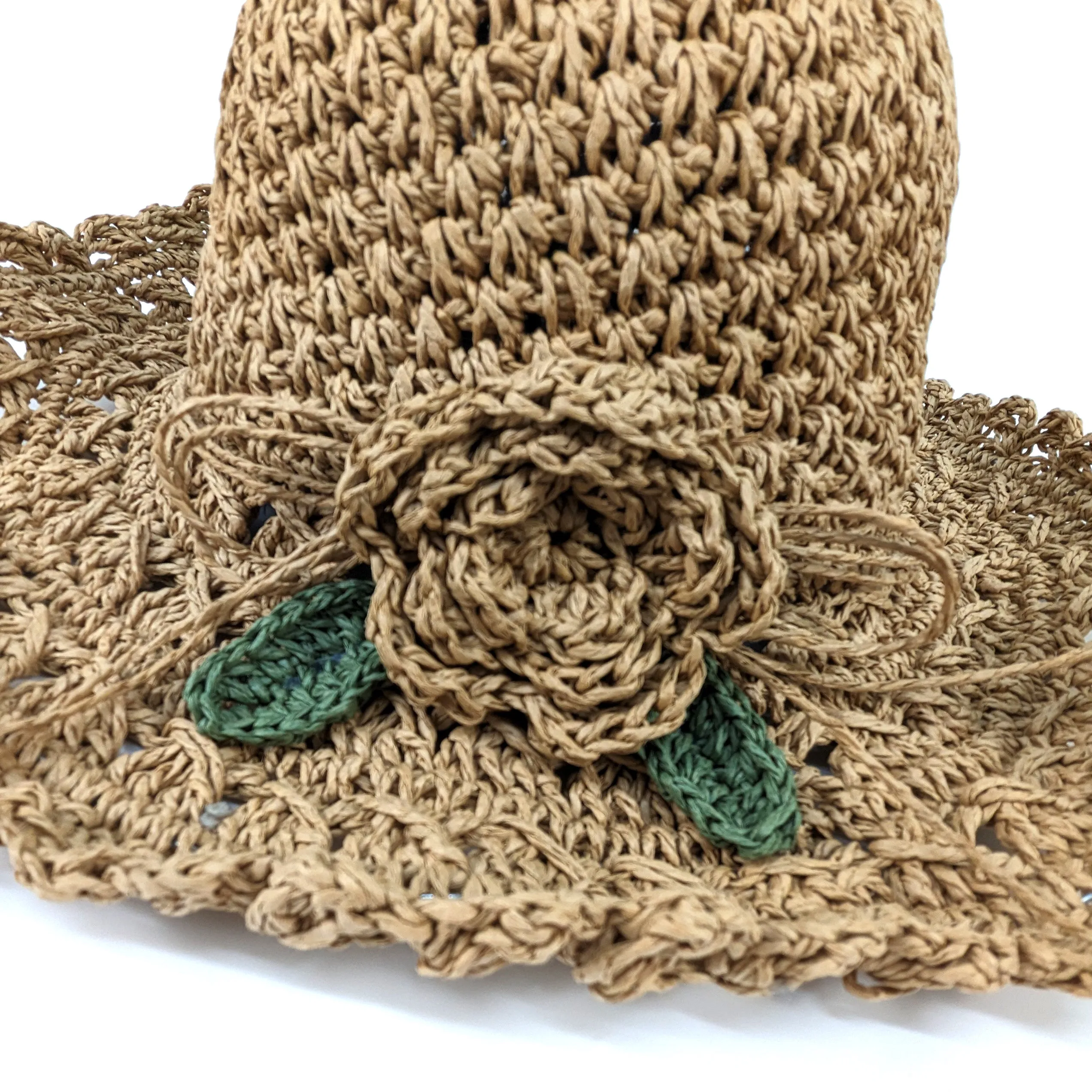 Crochet Style Foldable Hat - Natural Flower