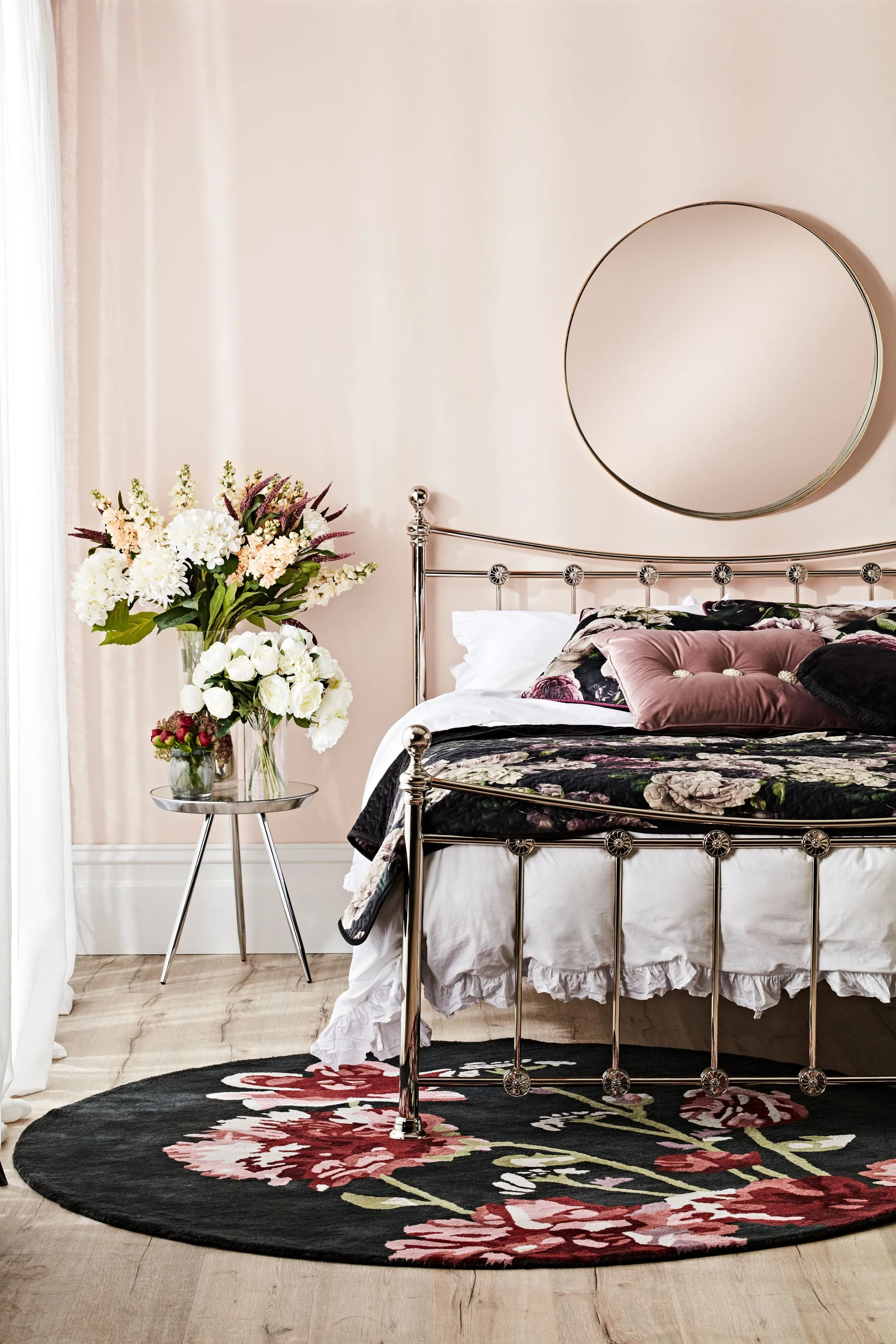 Cuscino Purple Rose Velvet Black Throw 130x220cm