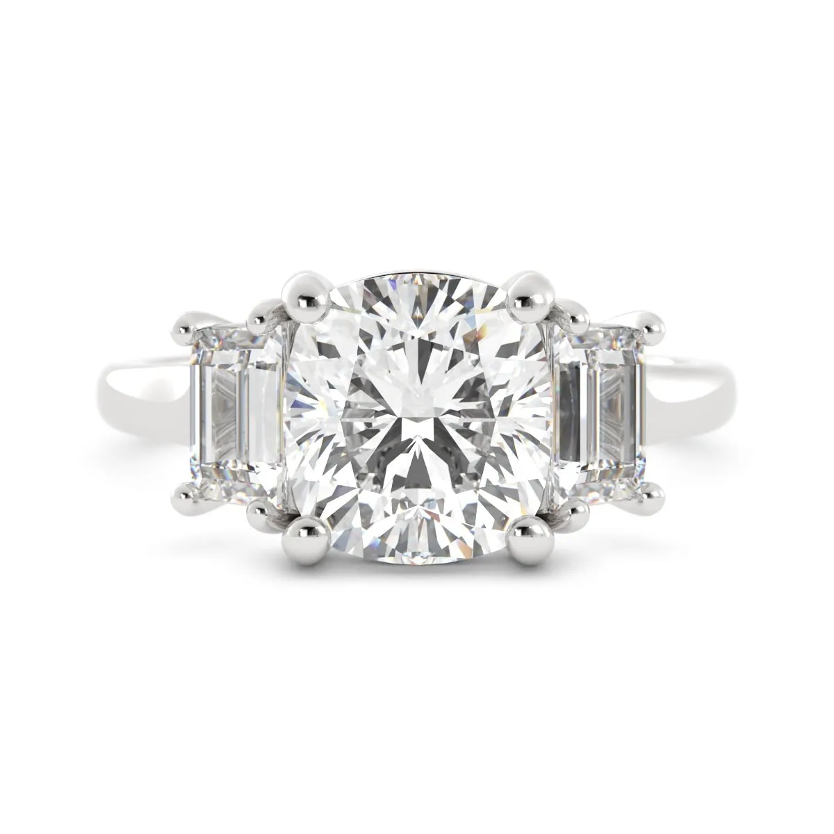 Cushion and Trapezoid Diamond Ring