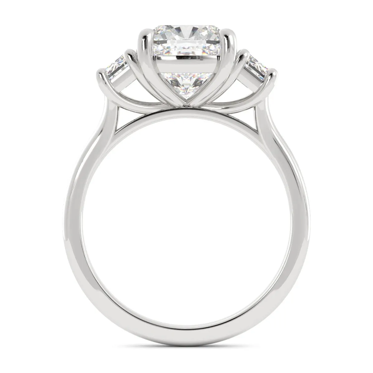 Cushion and Trapezoid Diamond Ring