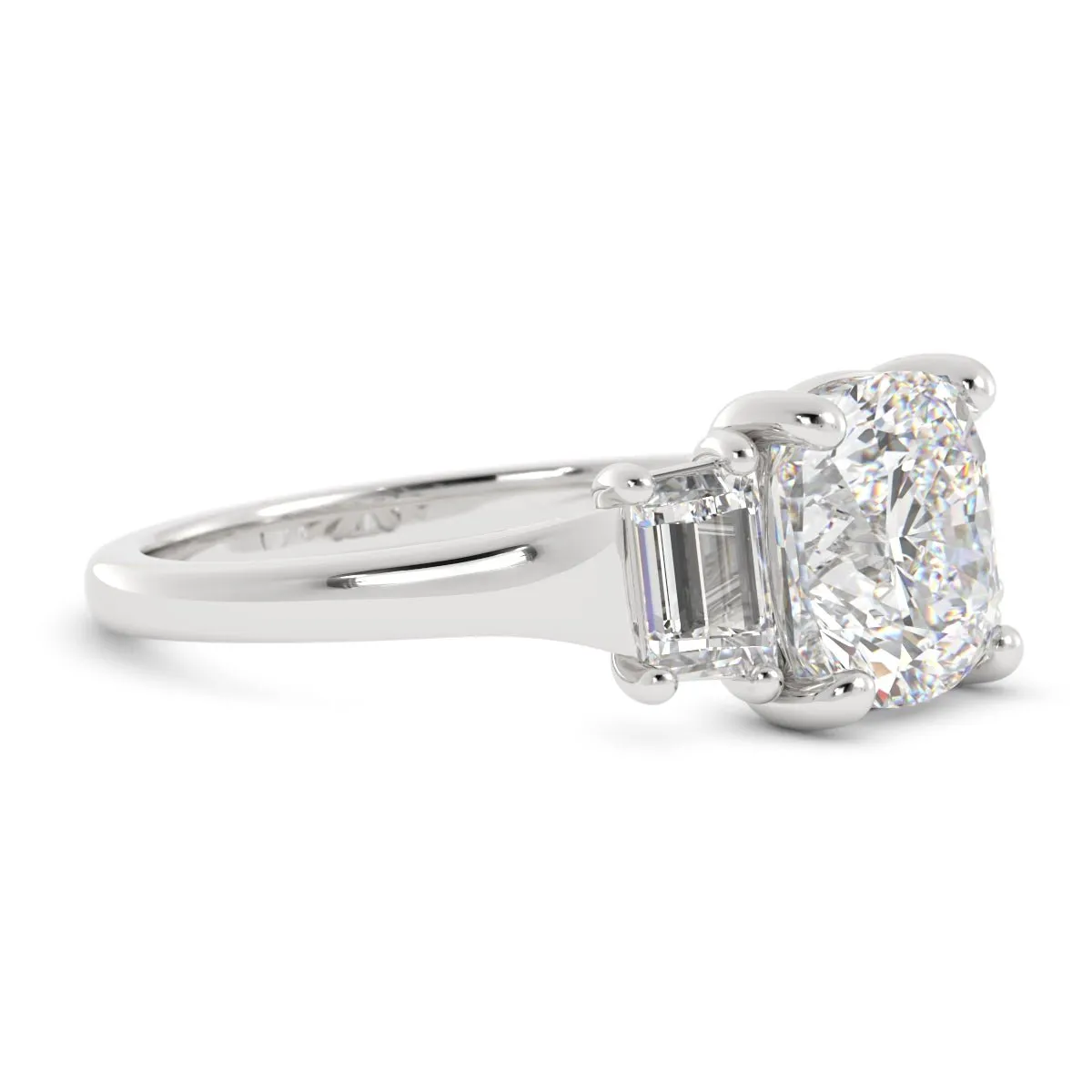 Cushion and Trapezoid Diamond Ring